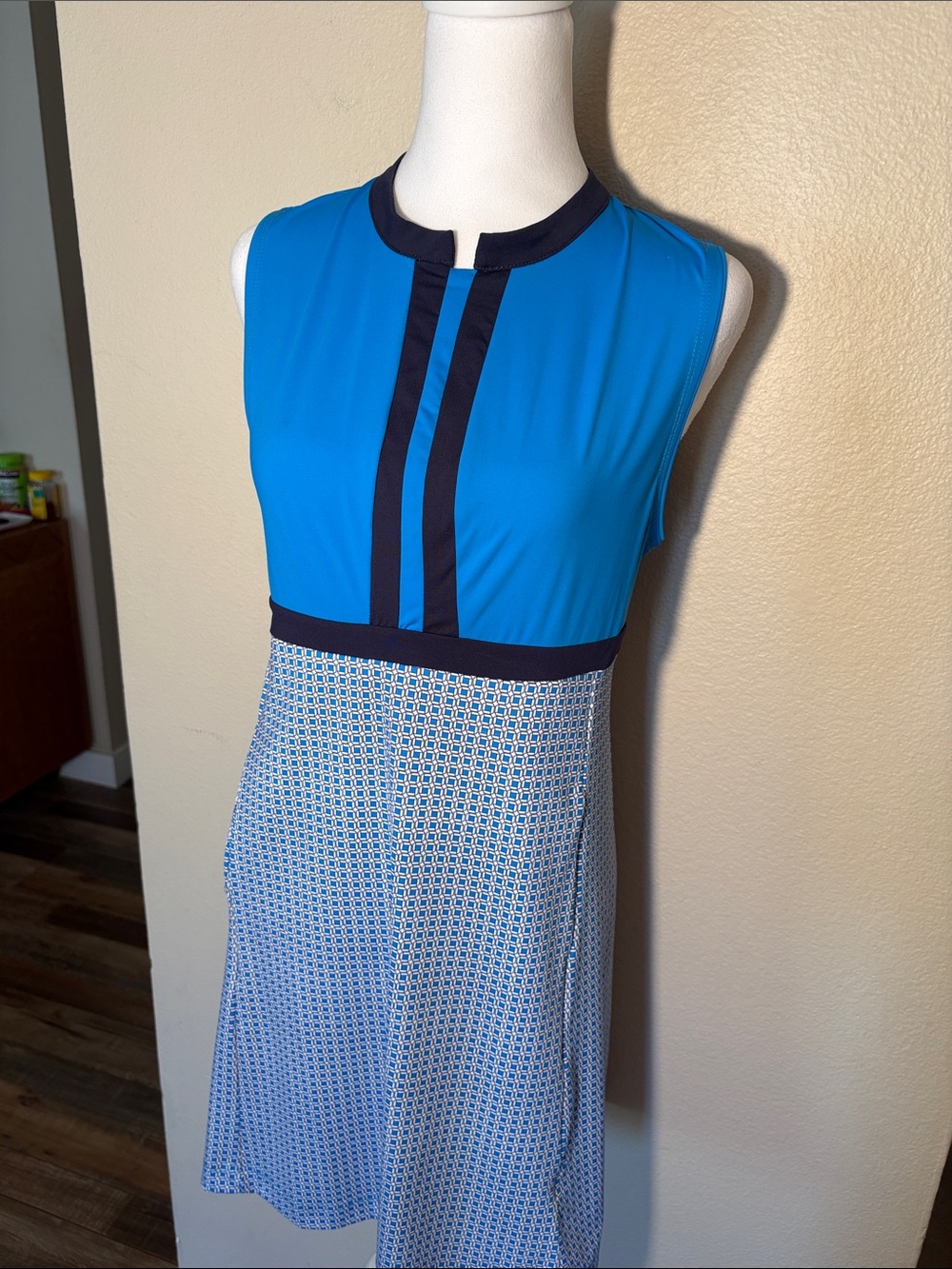 Kinona Blue and Navy Sleeveless Midi golf Dress